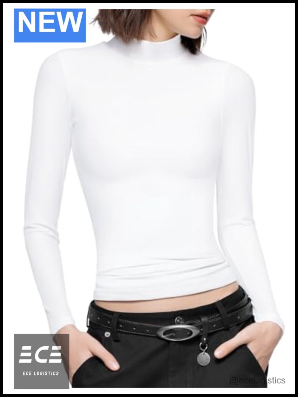 Long Sleeve Mock Turtleneck Slim Fit T-Shirt Basic Tee